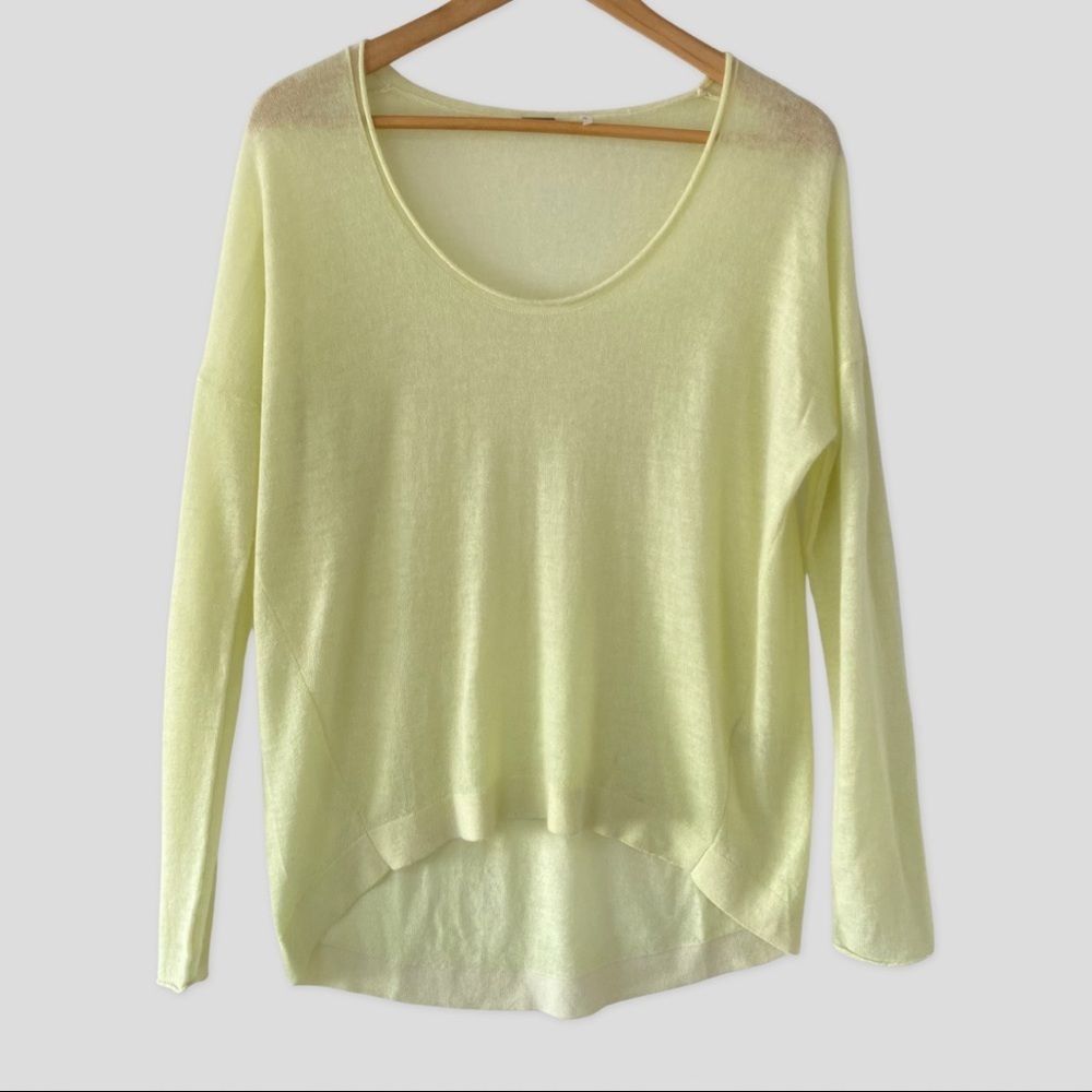 Elie Tahari Yellow Scoop Neck Cashmere Sheer Sweater M ($325)